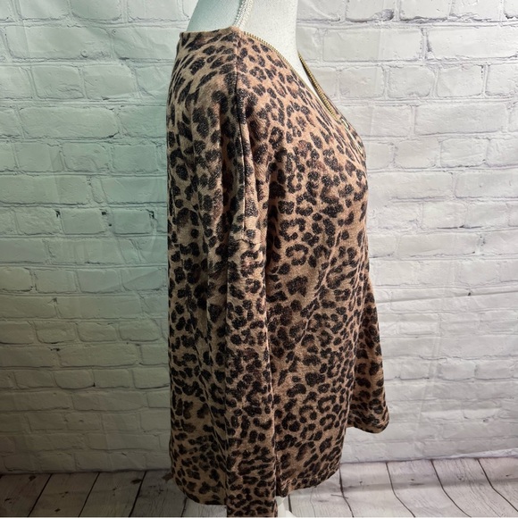 Soft Surroundings Valentina Leopard Print Zip Sweater Large - Picture 3 of 8
